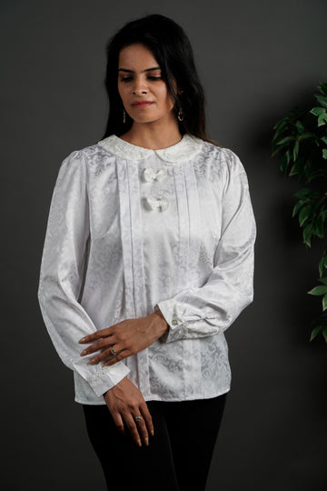 The Florence Bow Detailed Top White