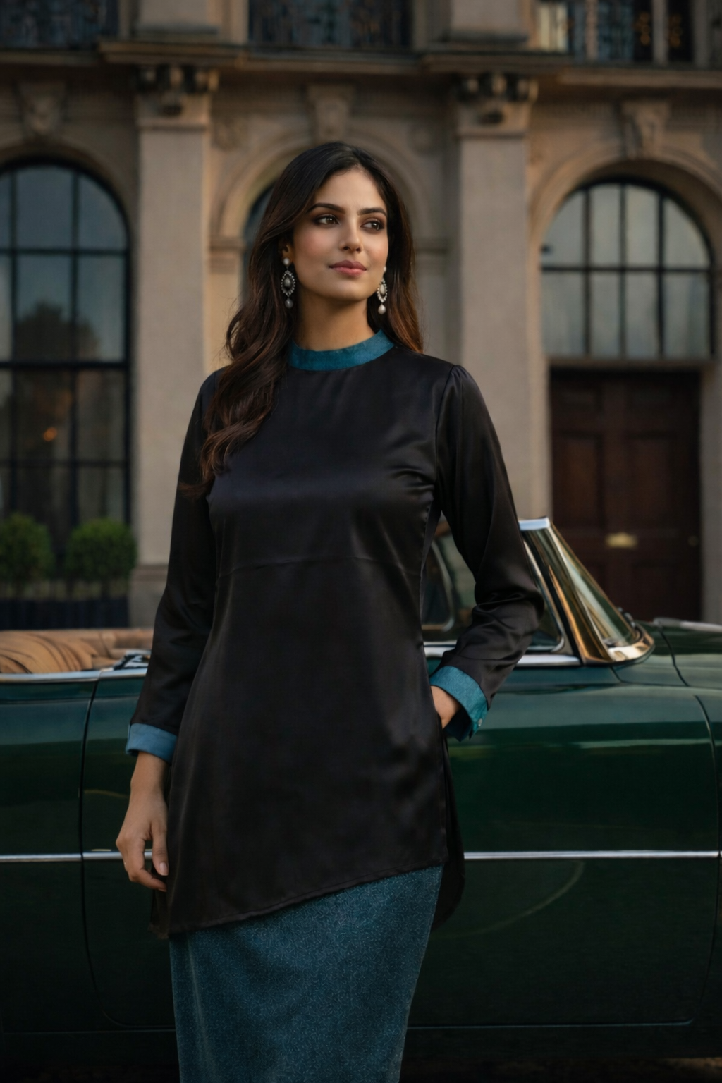 Noir Teal Asymmetric Top