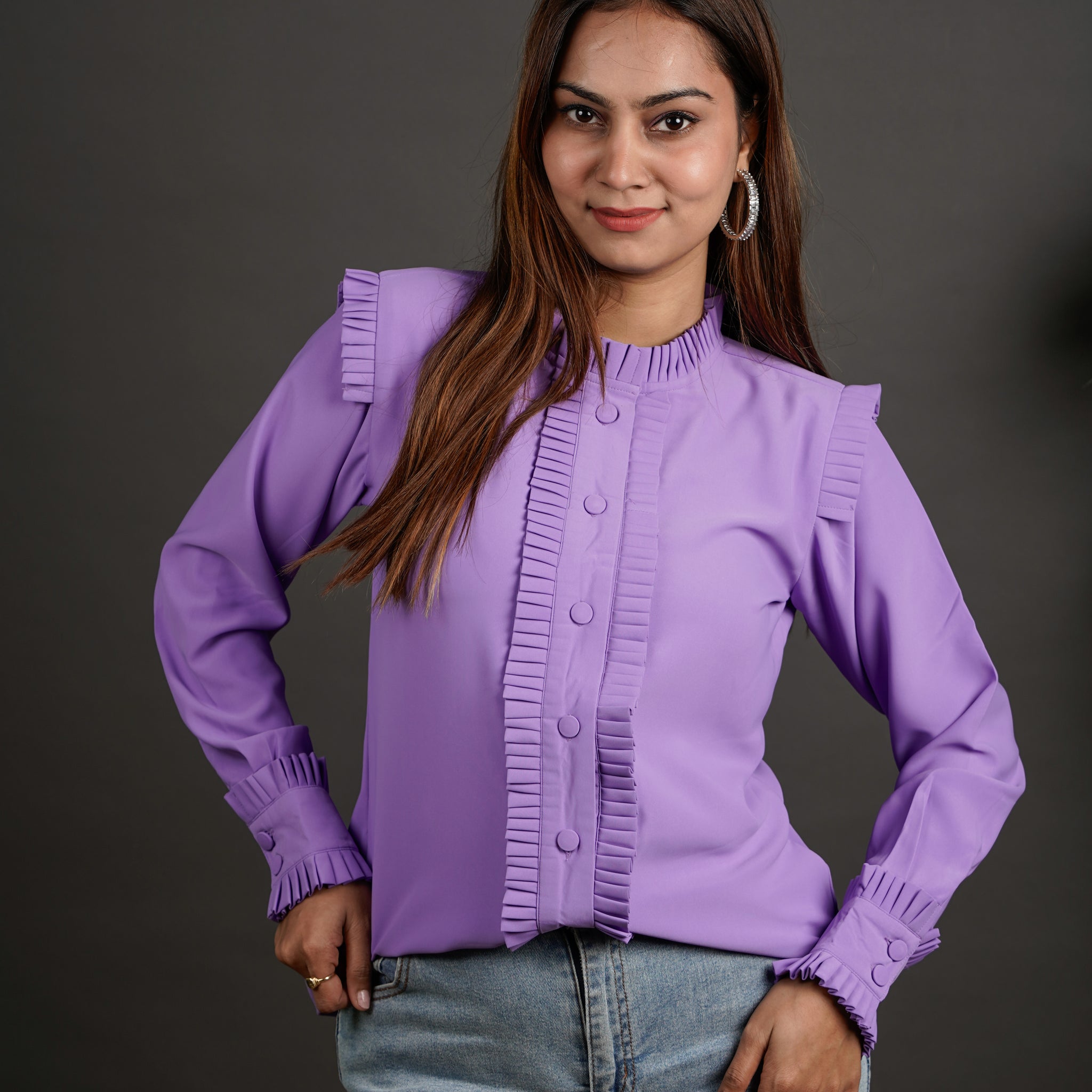 Pleated Power Shirt Lavender