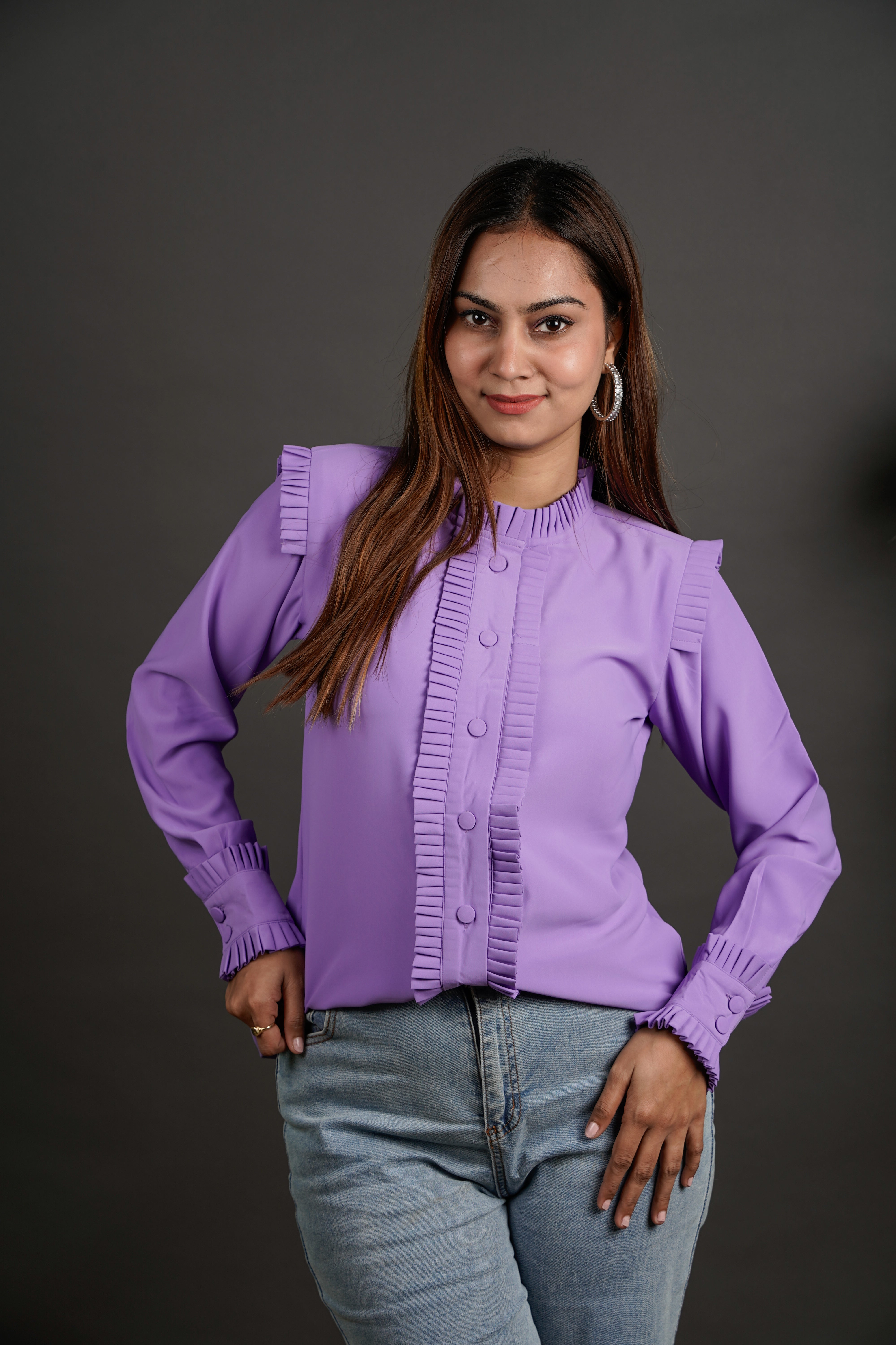 Pleated Power Shirt Lavender
