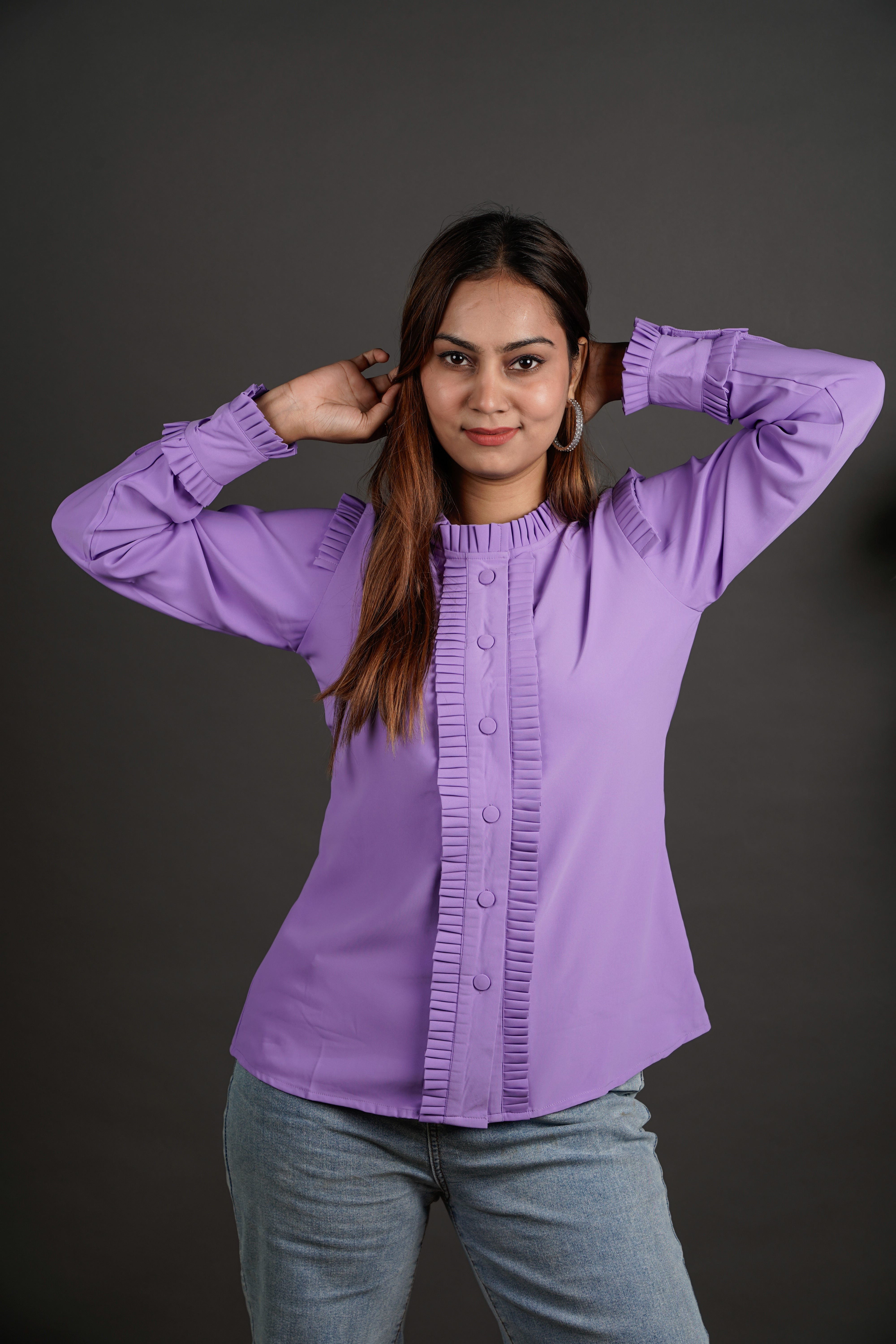 Pleated Power Shirt Lavender