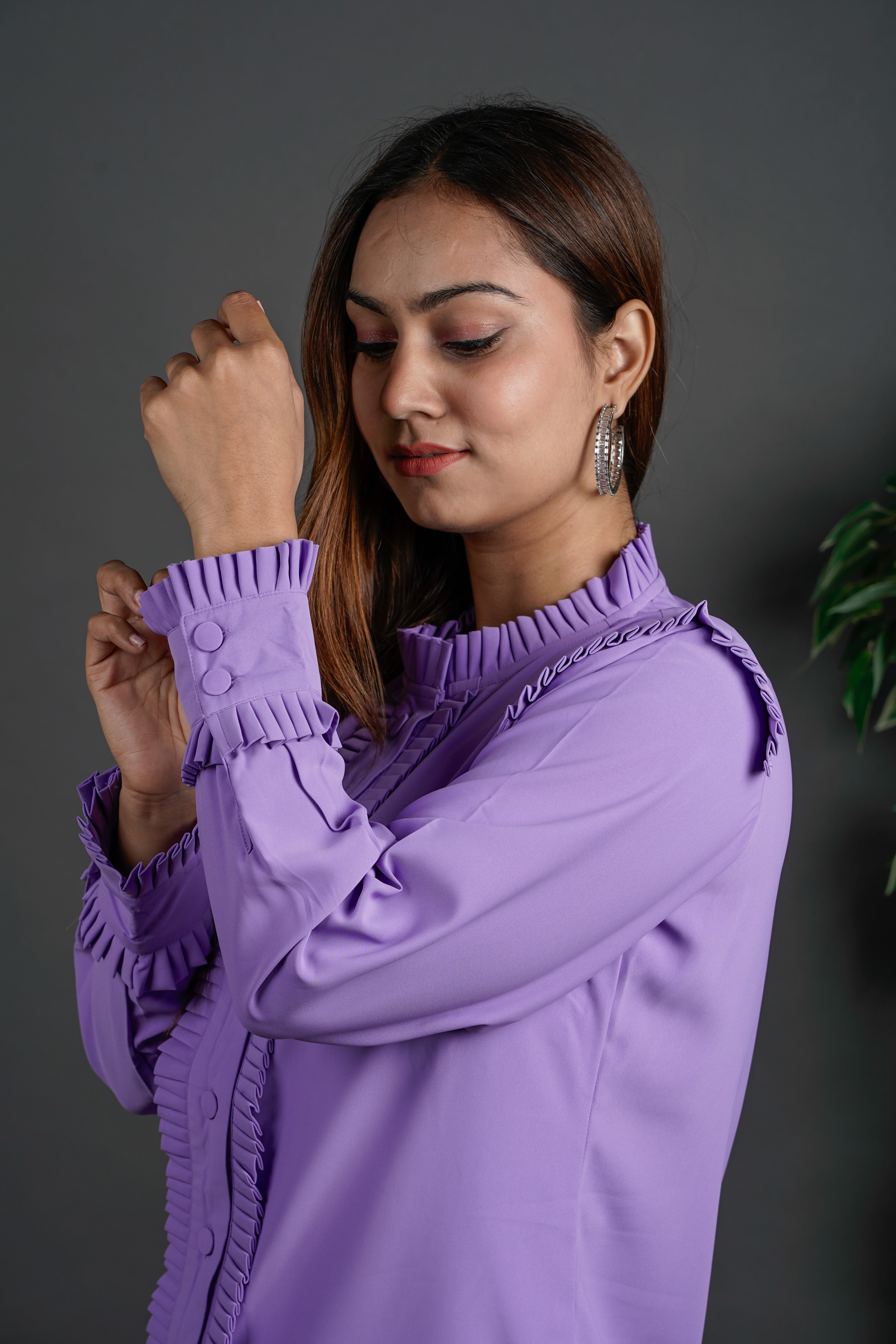 Pleated Power Shirt Lavender