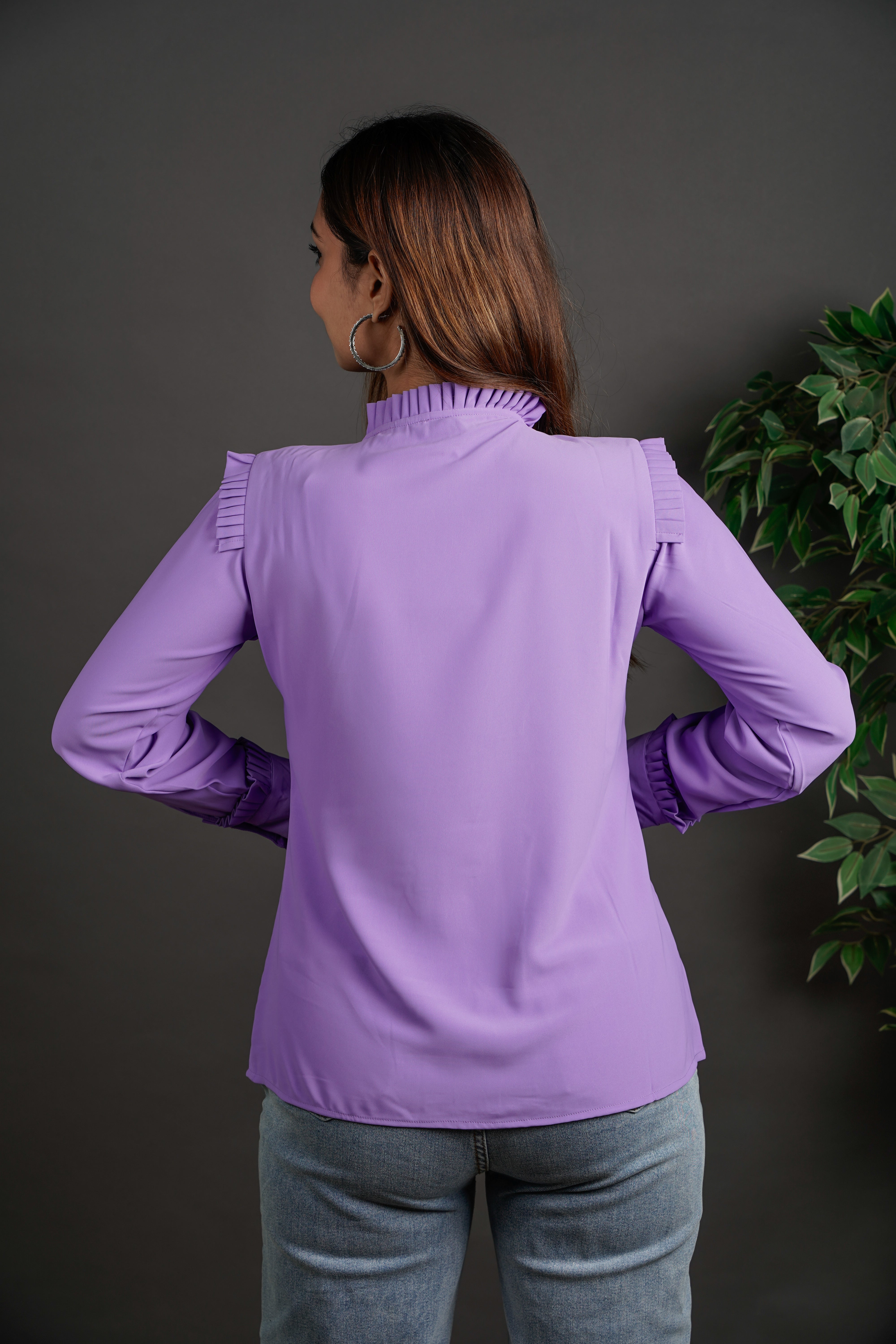 Pleated Power Shirt Lavender