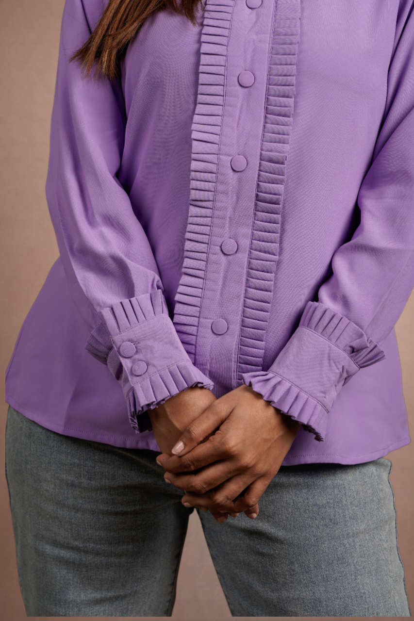 Pleated Power Shirt Lavender