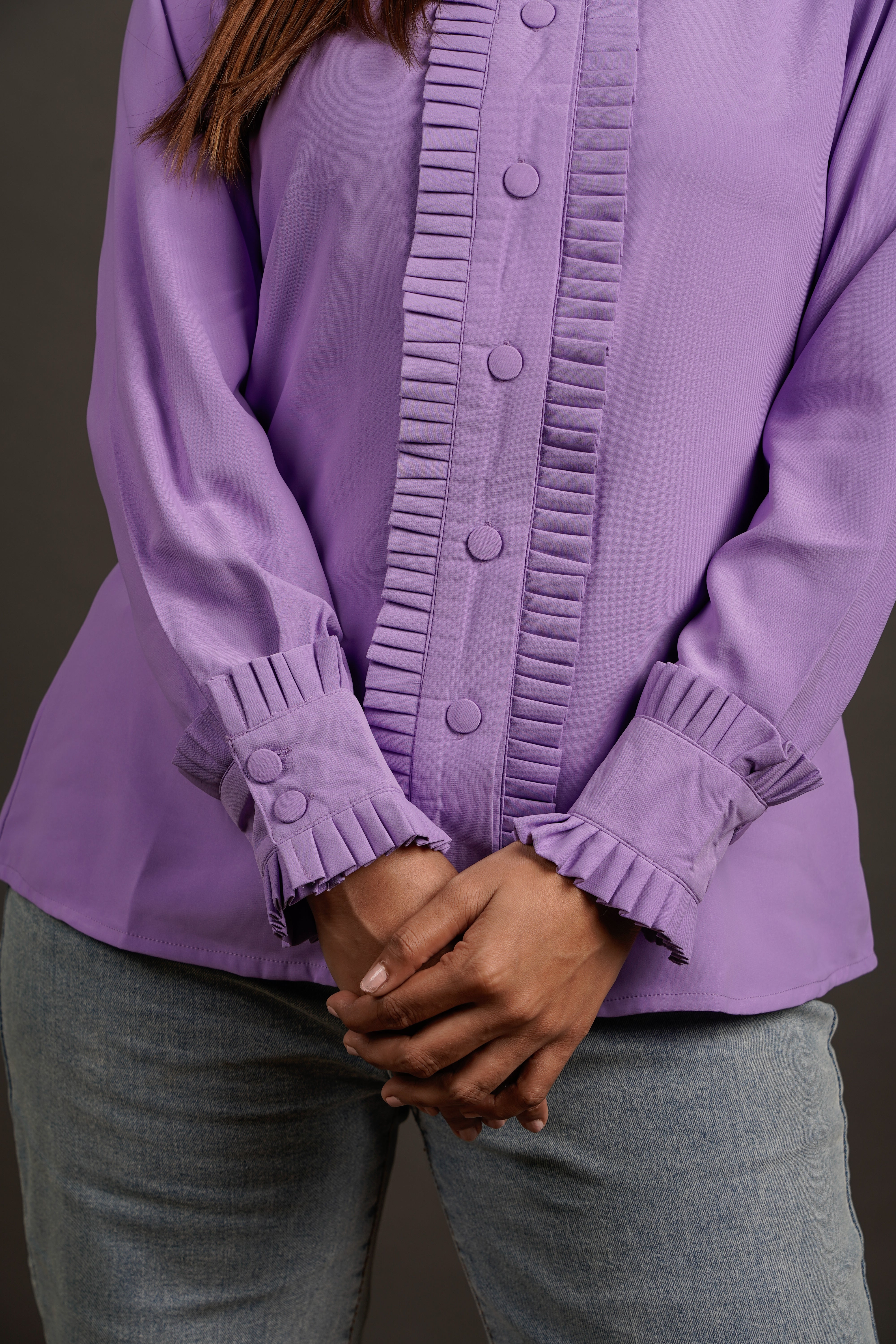 Pleated Power Shirt Lavender