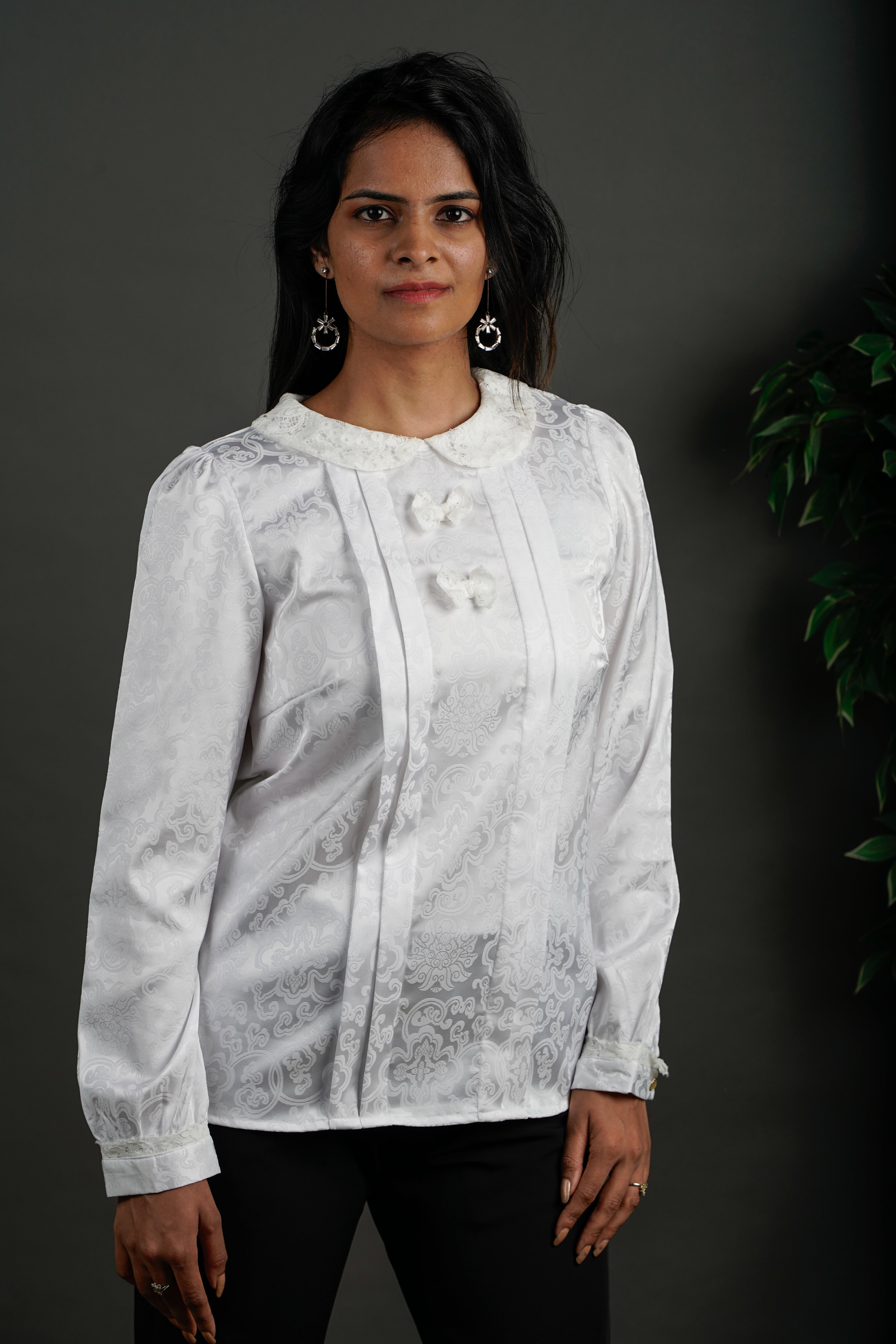 The Florence Bow Detailed Top White