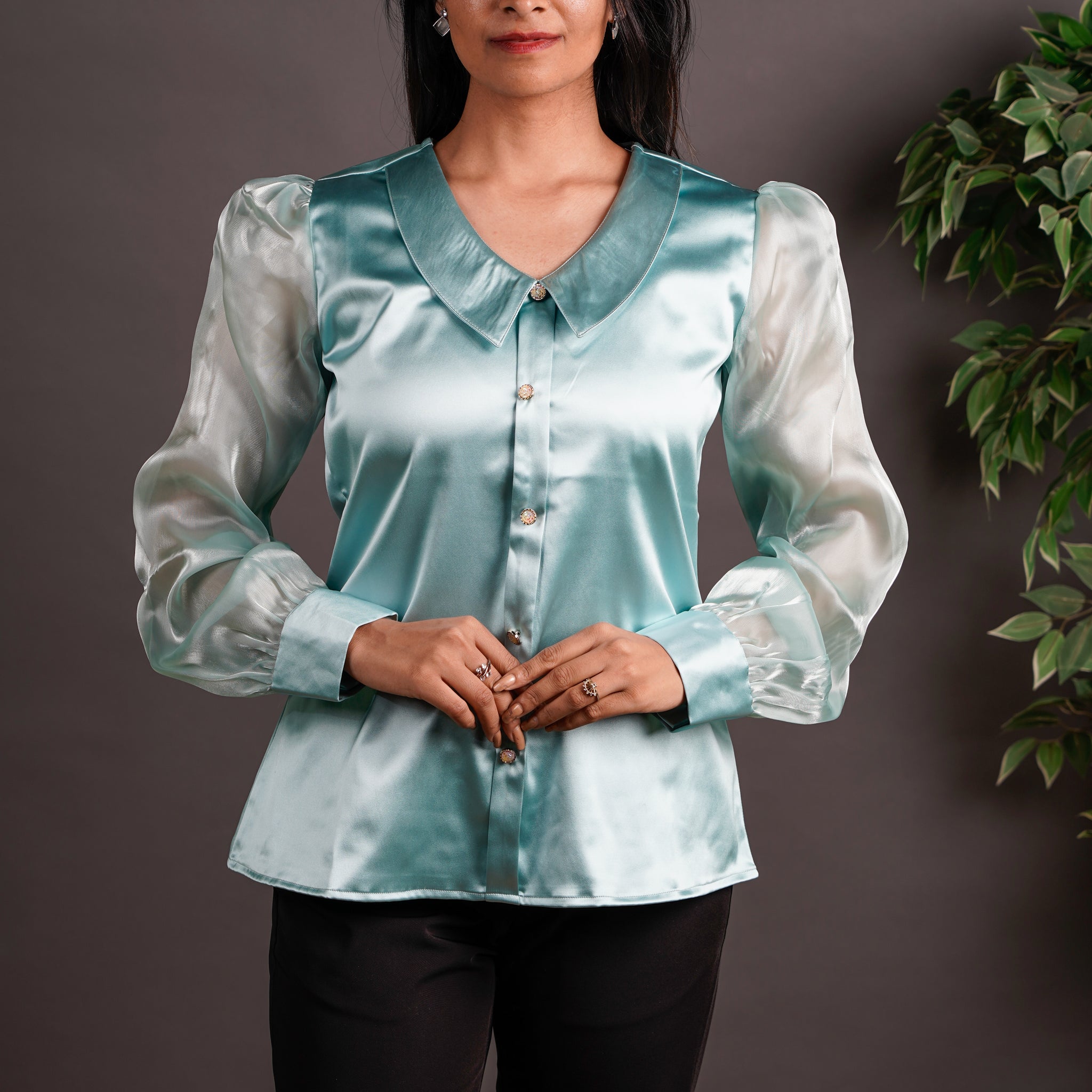 The Soft Authority Top Aqua Blue