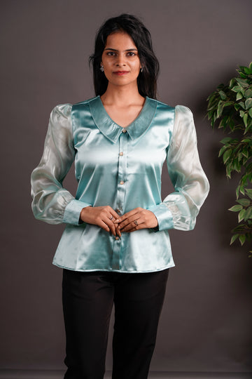 The Soft Authority Top Aqua Blue