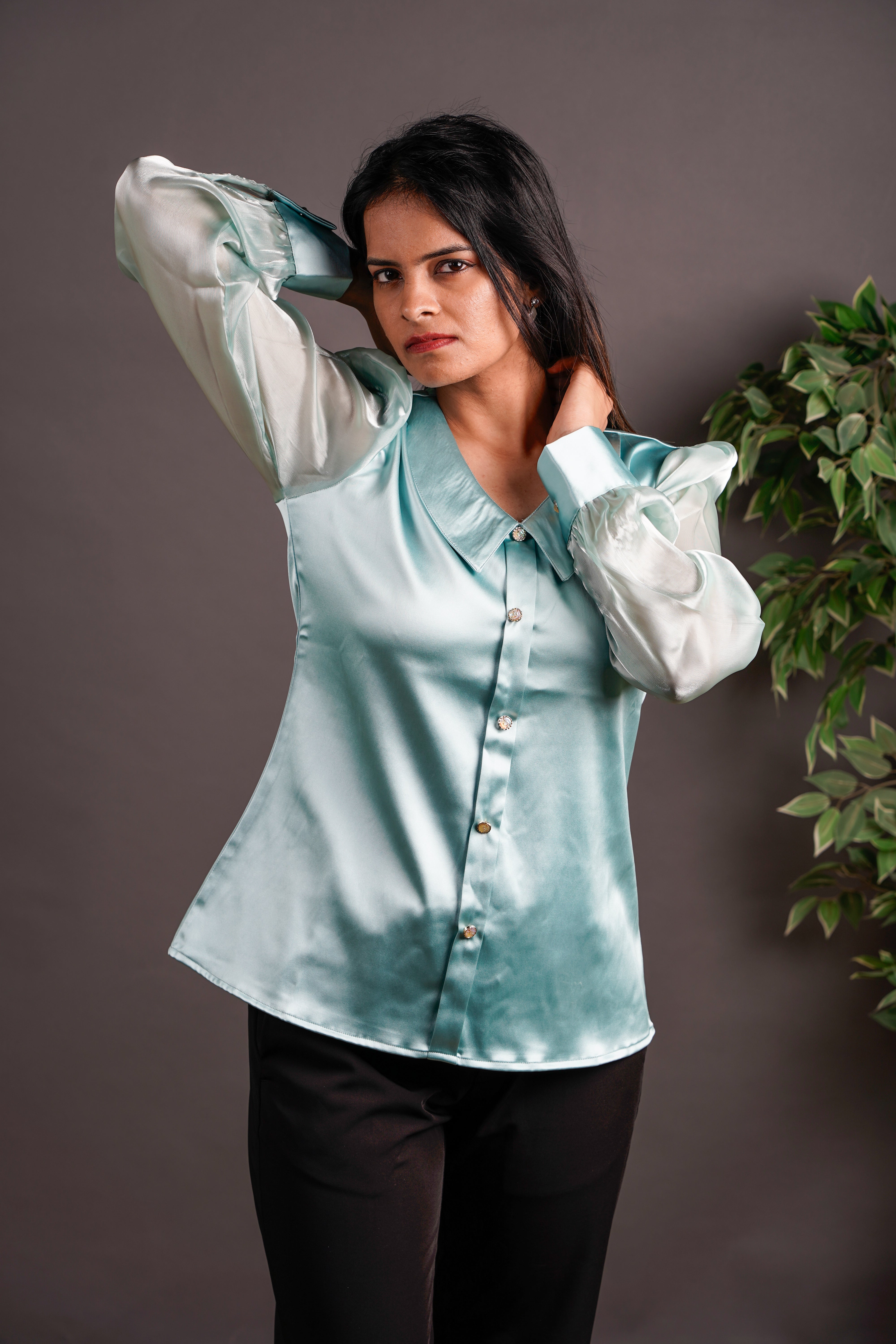 The Soft Authority Top Aqua Blue