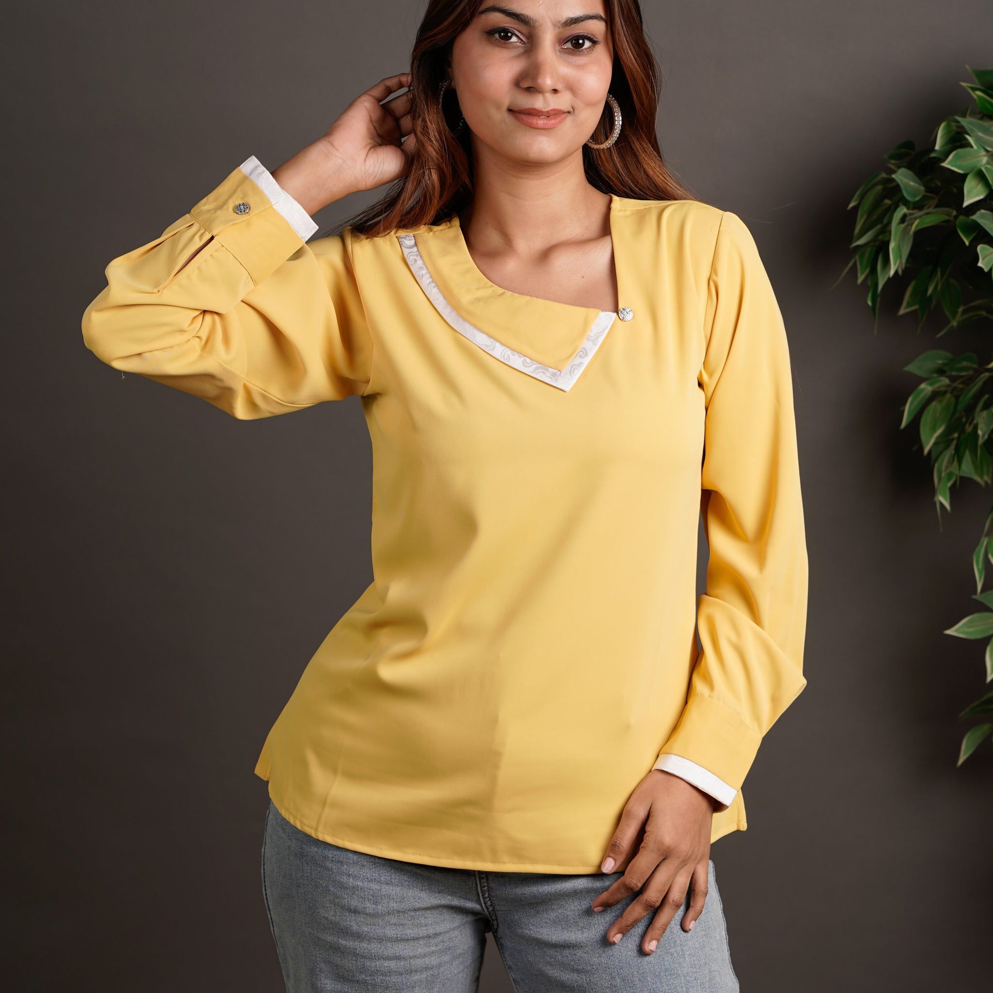 The Offset Collar Top