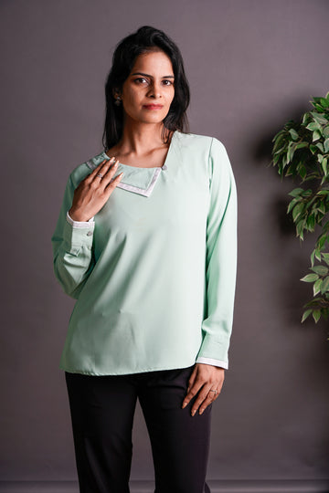 The Offset Collar Top Light Mint
