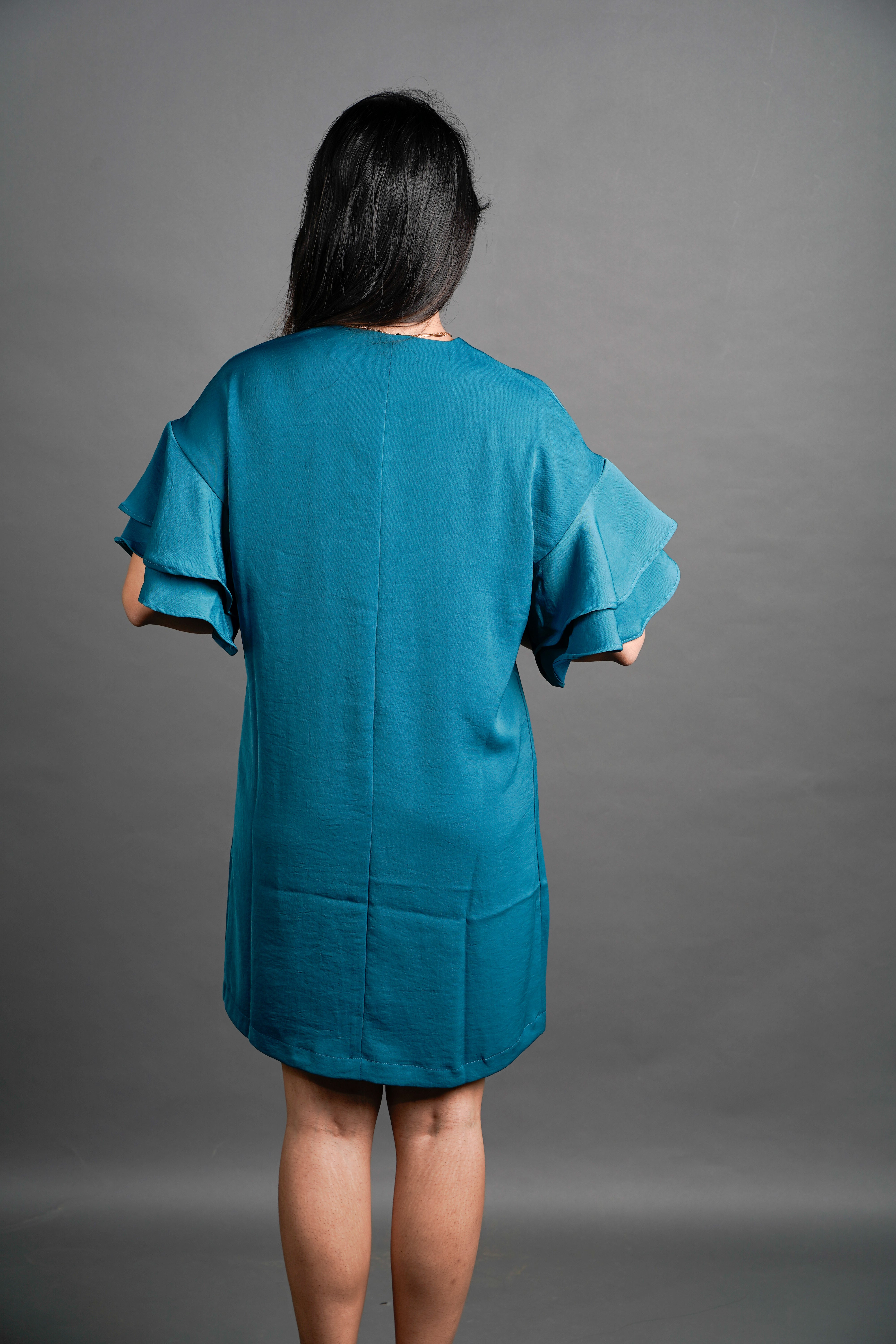 The Structured Patch Detailed Dress Dark Teal