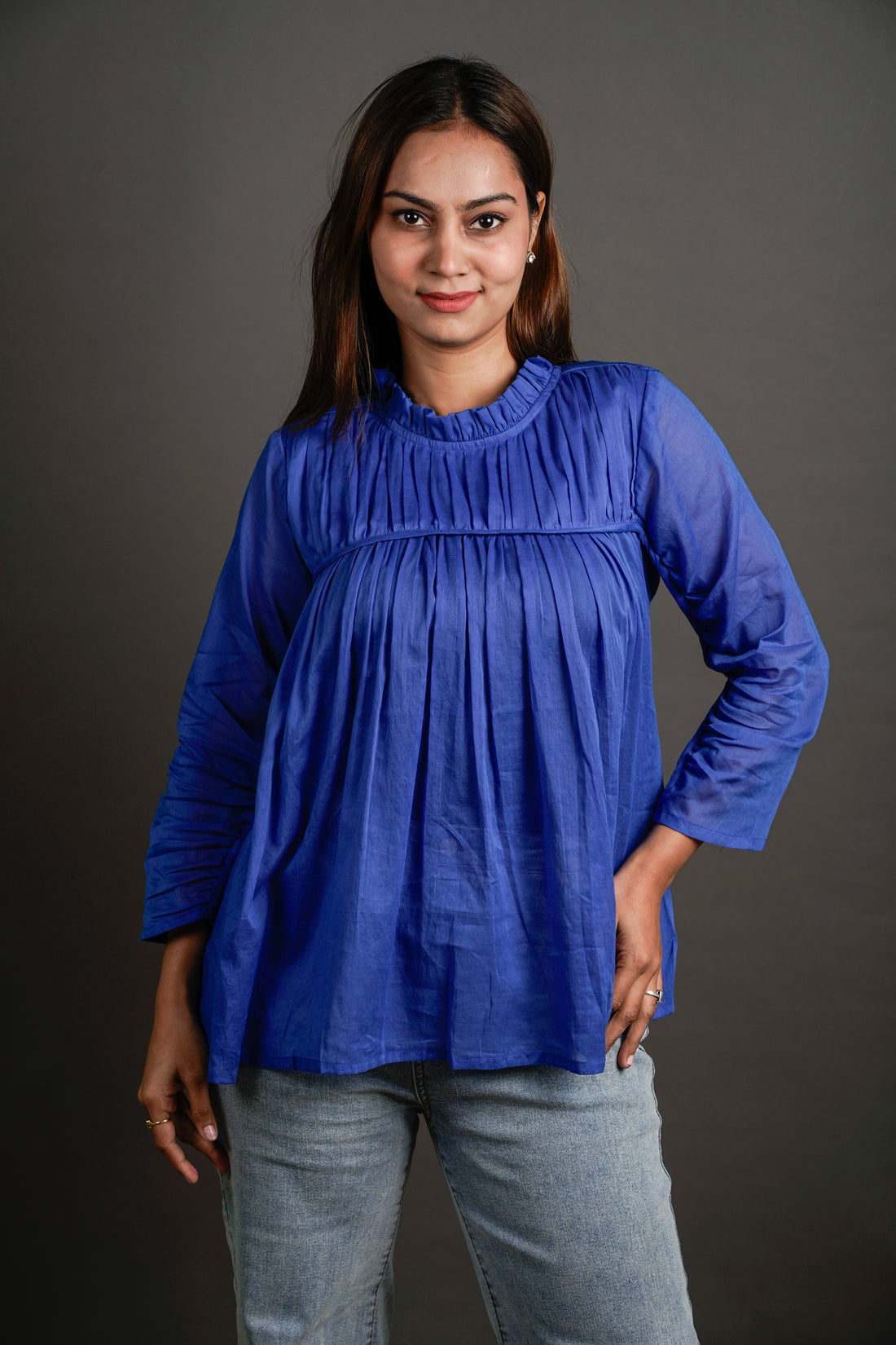 The Gathered Grace Top Royal Blue