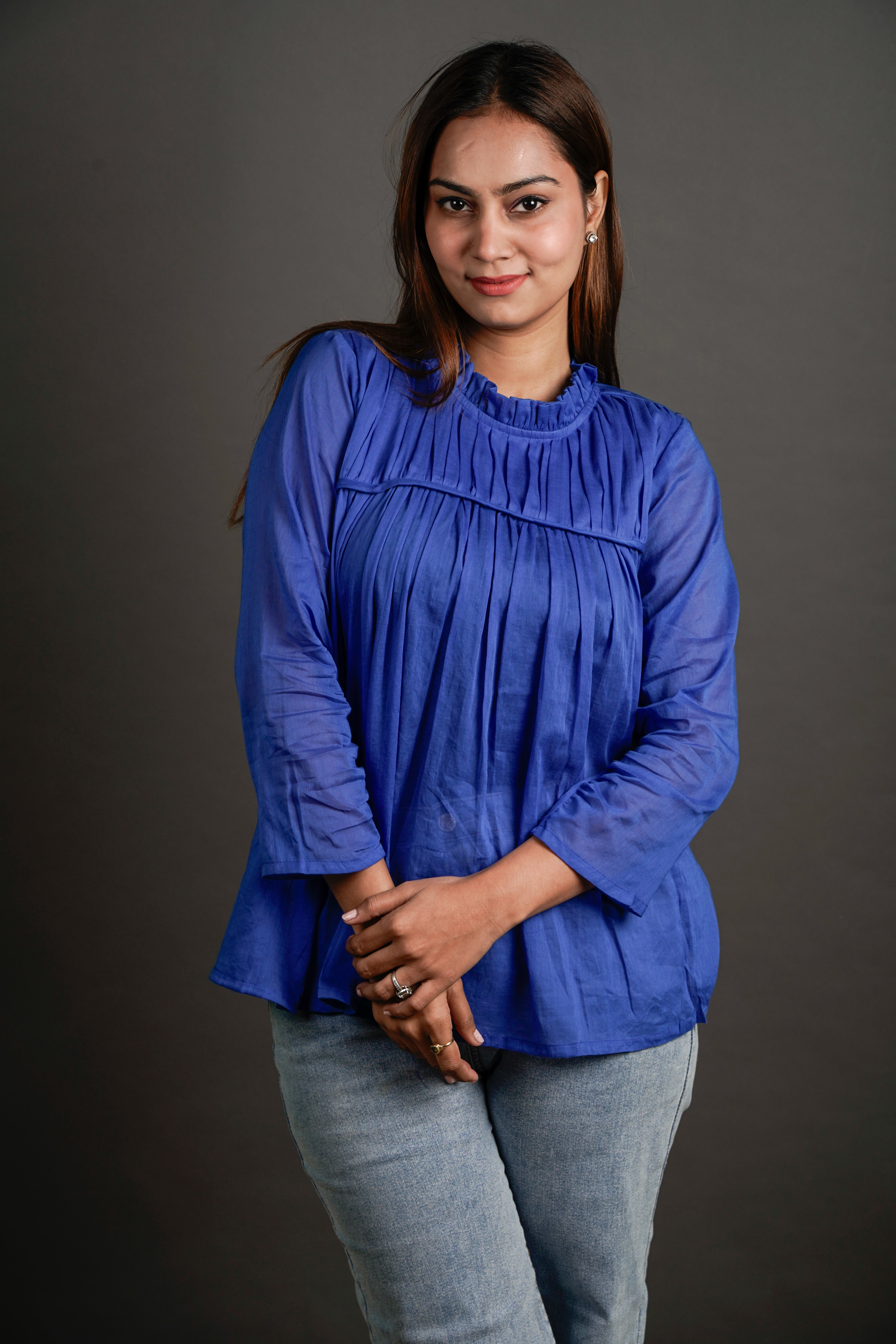 The Gathered Grace Top Royal Blue