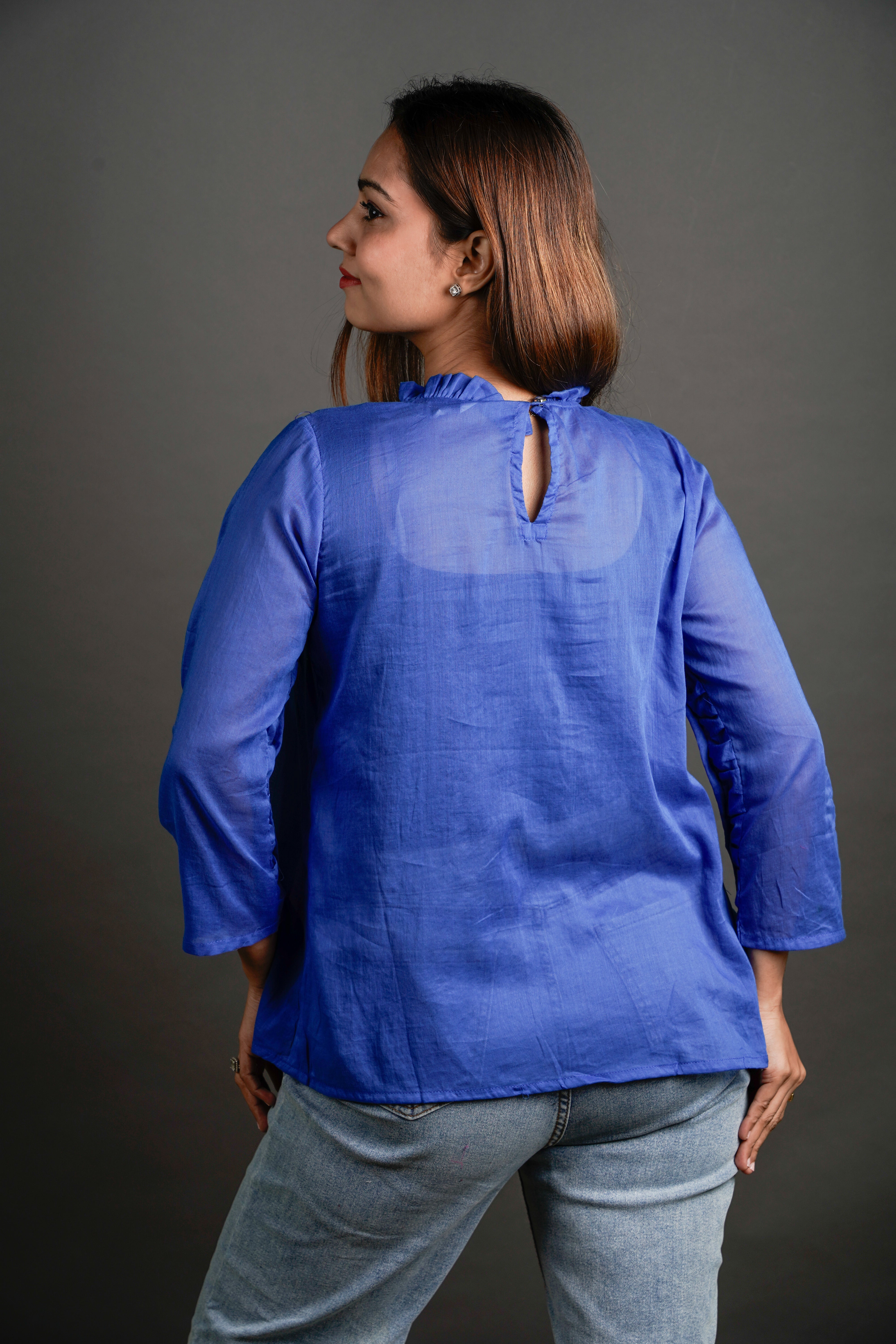 The Gathered Grace Top Royal Blue