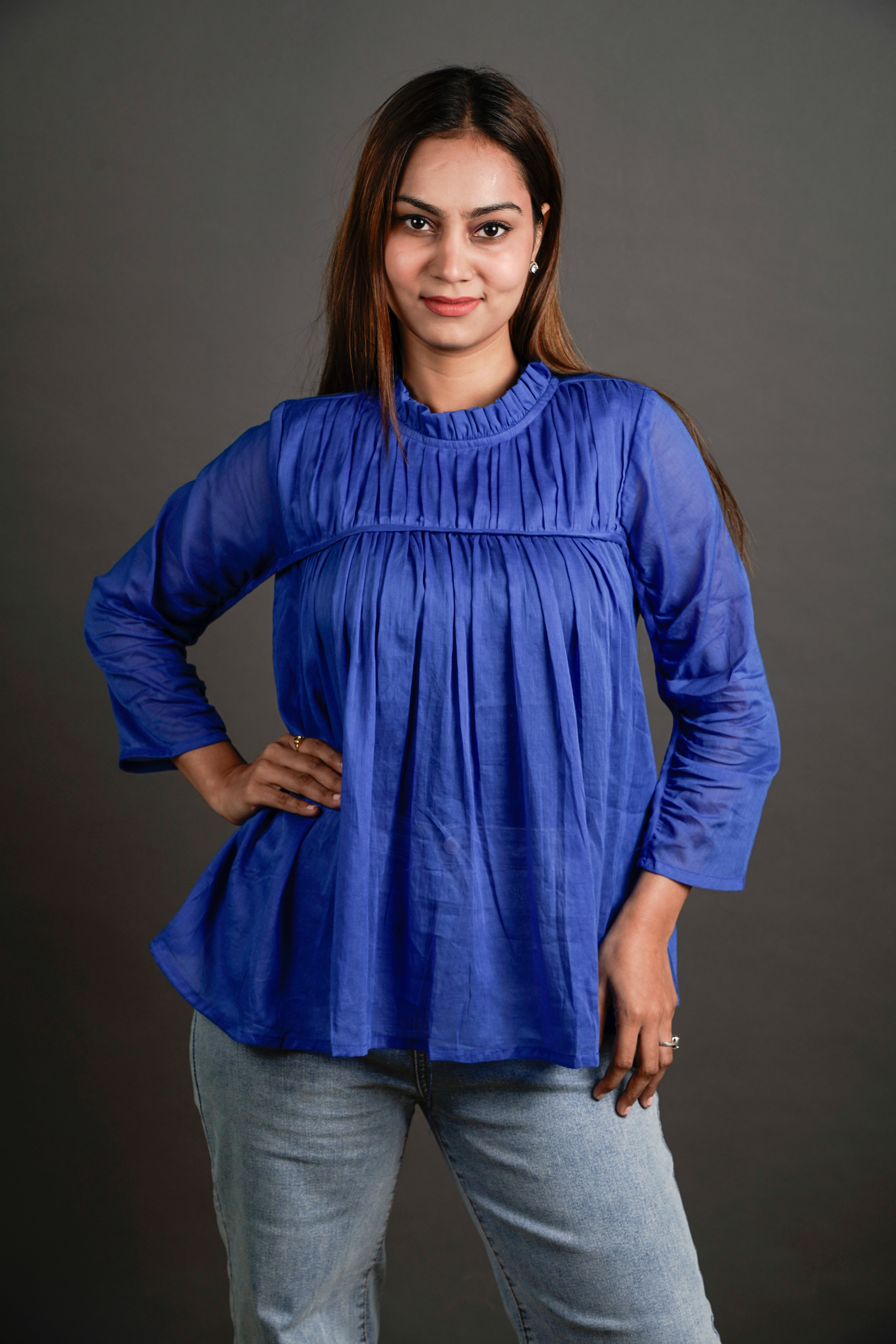 The Gathered Grace Top Royal Blue