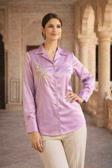 Lavender Bloom Satin Shirt