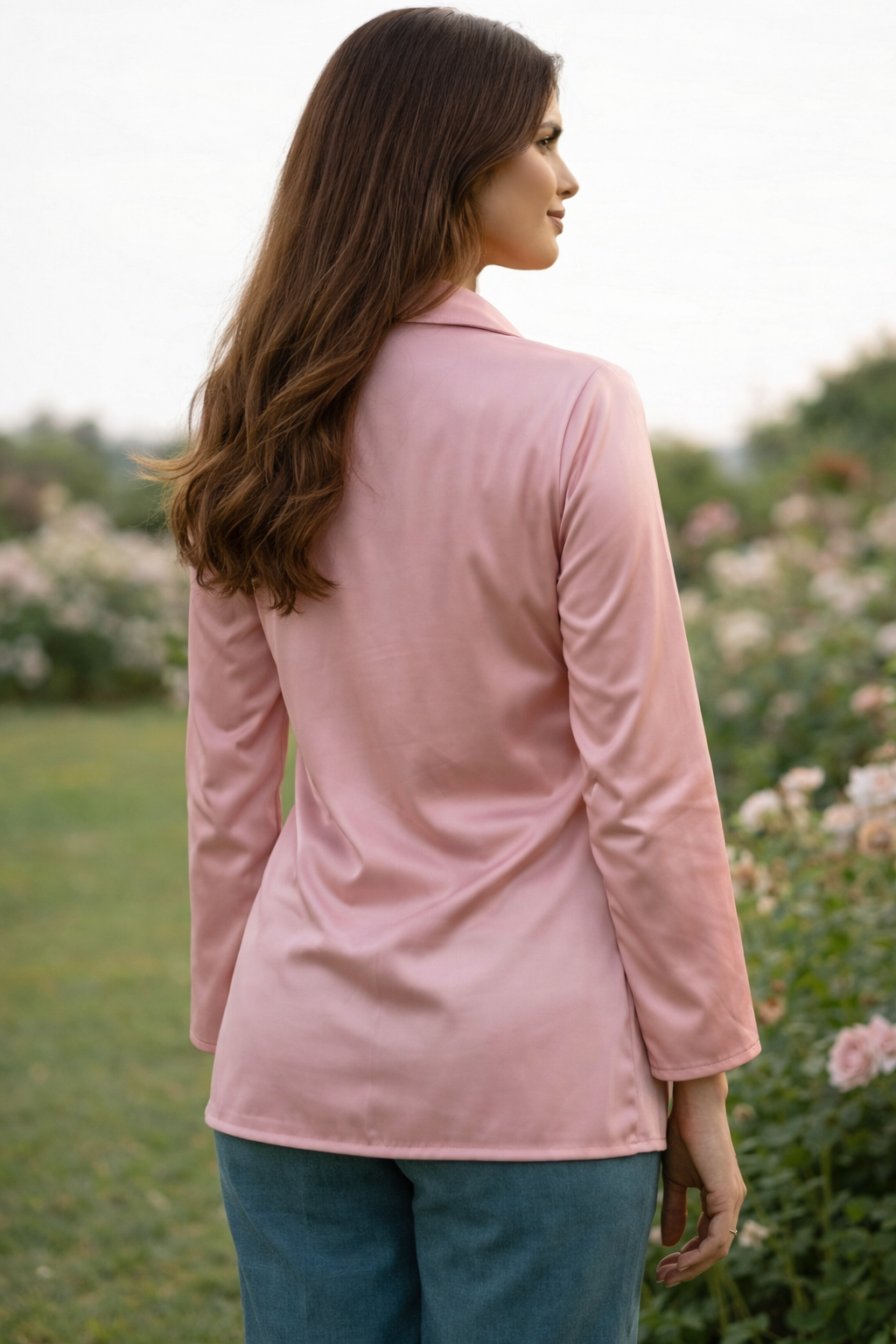 Blush Draped Satin Top