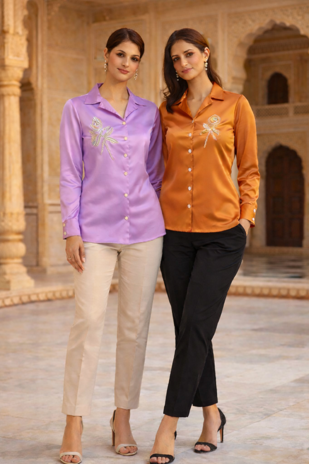 Rust Bloom Satin Shirt
