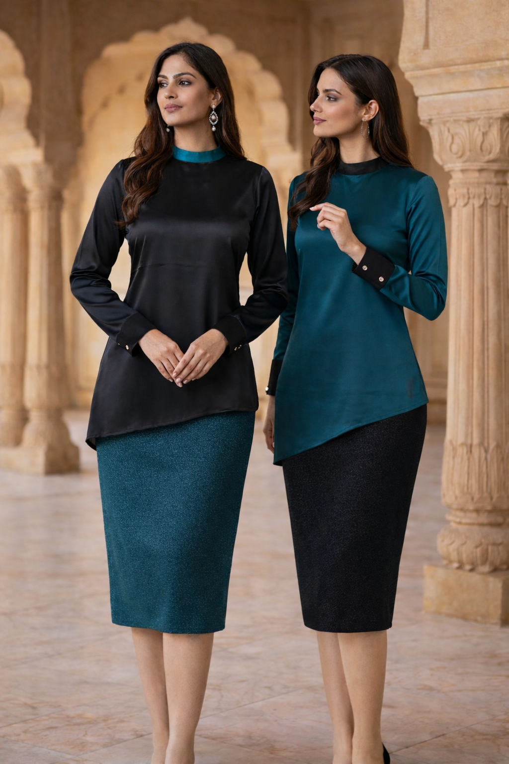Noir Teal Asymmetric Top