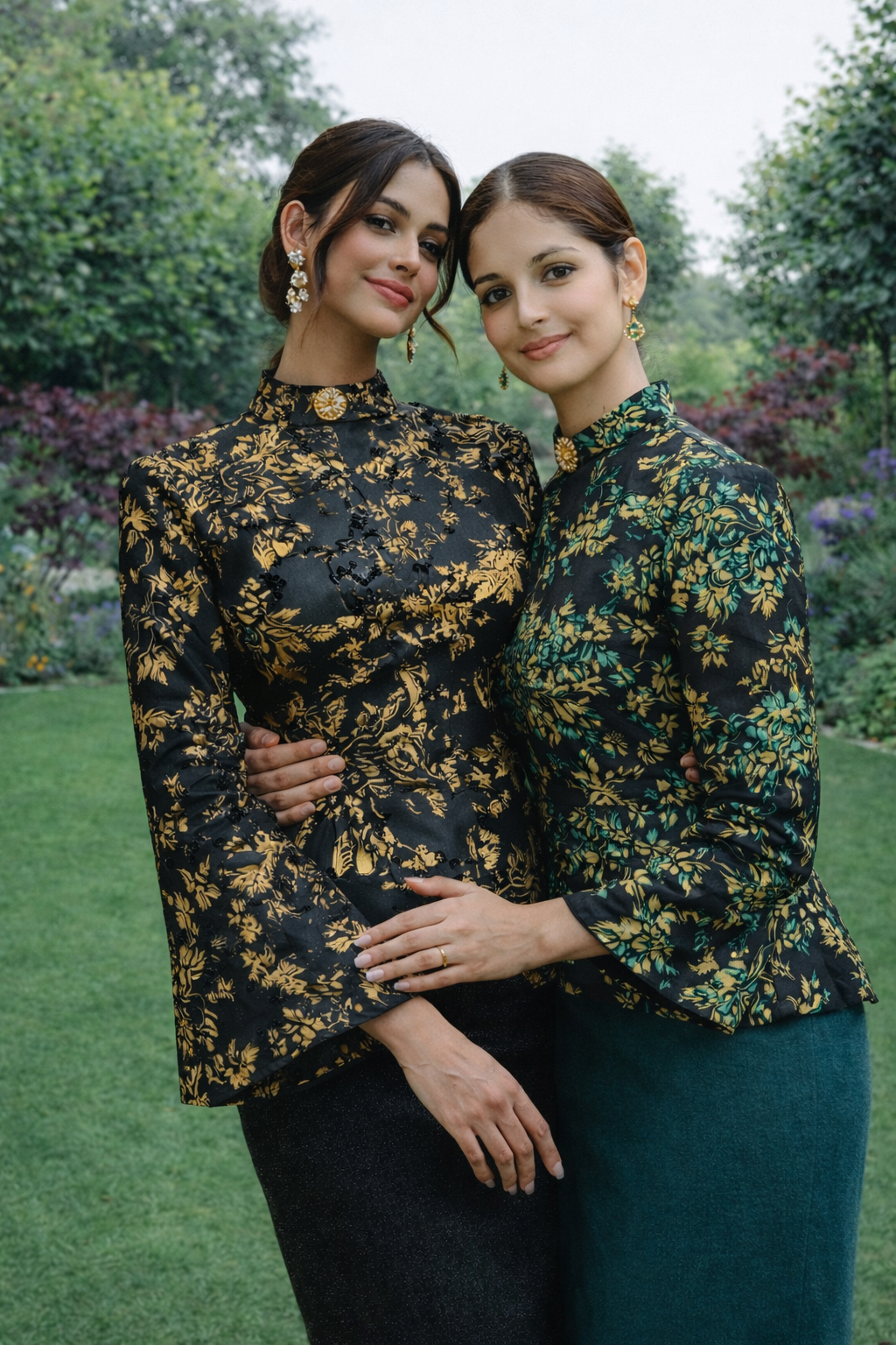 Noir & Gold Brocade A-Line Top