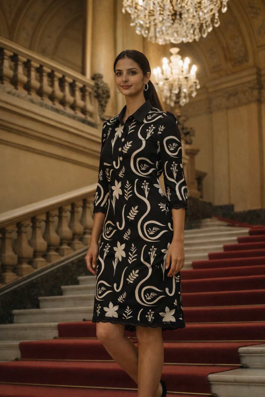 Noir Heritage Printed Dress