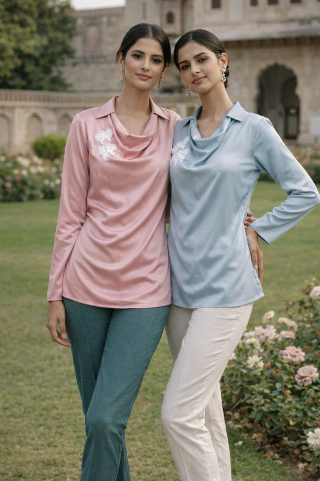 Blush Draped Satin Top