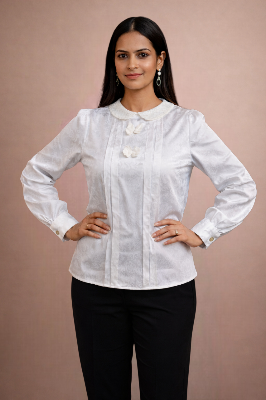 The Florence Bow Detailed Top White