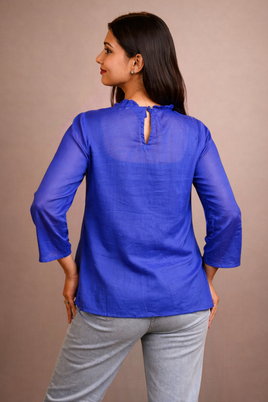 The Gathered Grace Top Royal Blue