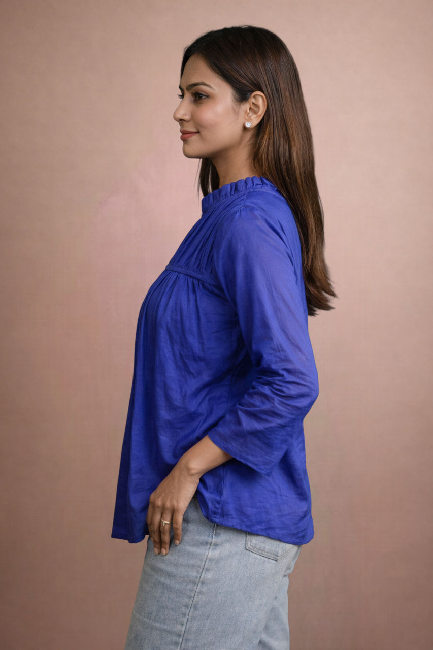 The Gathered Grace Top Royal Blue