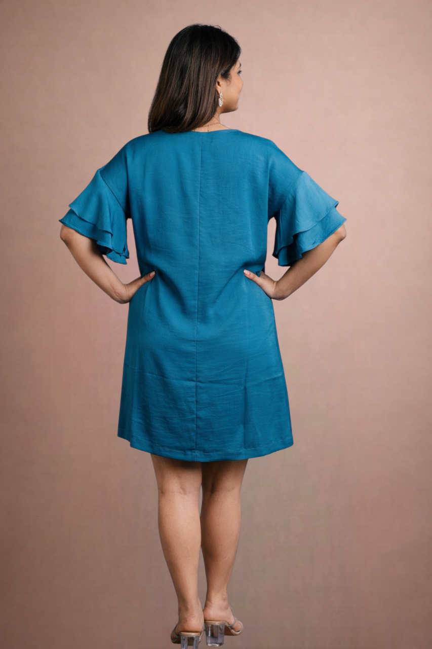 The Structured Patch Detailed Dress Dark Teal