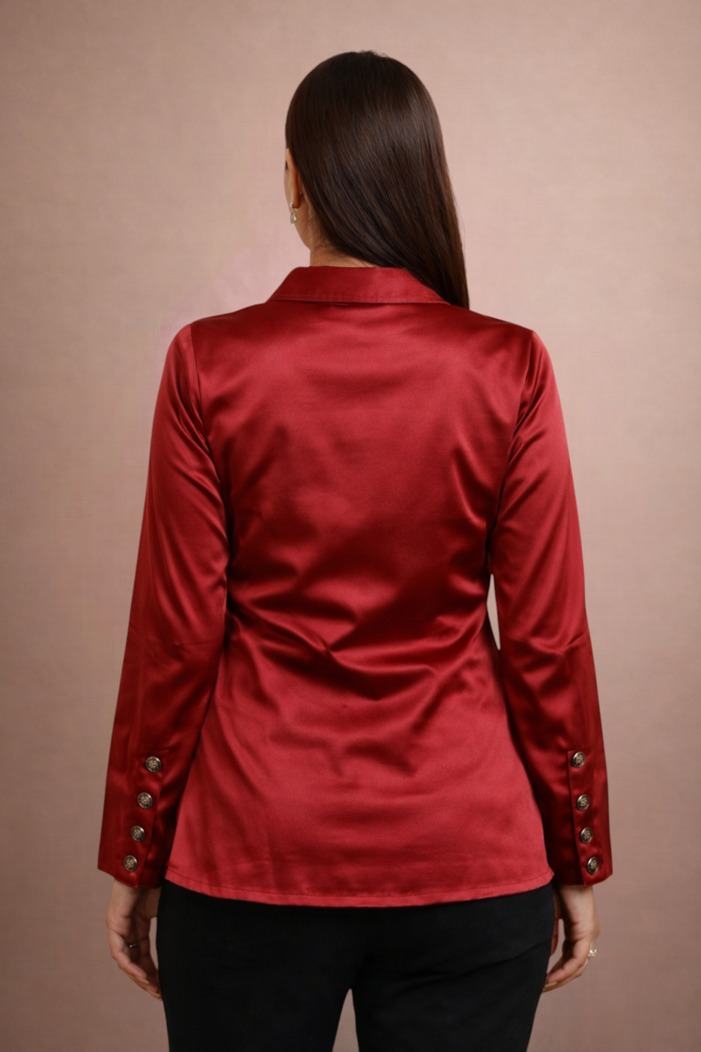 The Long Collar Satin Crimson Red