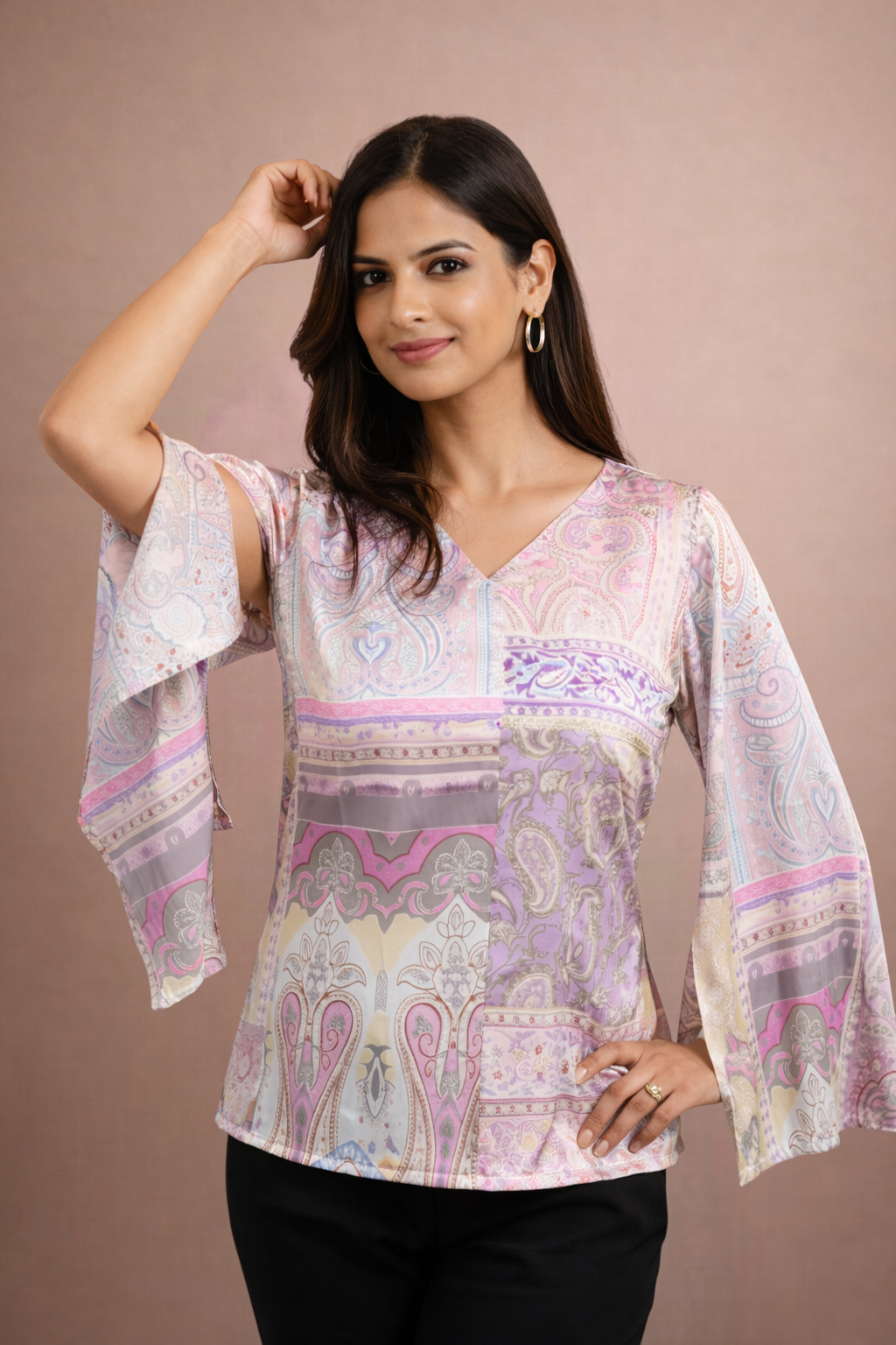 The Draped Statement Top Glimmering Pink
