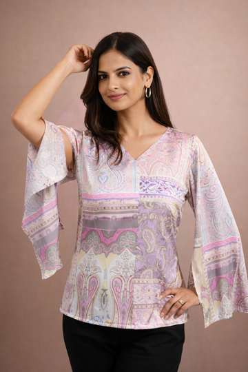 The Draped Statement Top Glimmering Pink