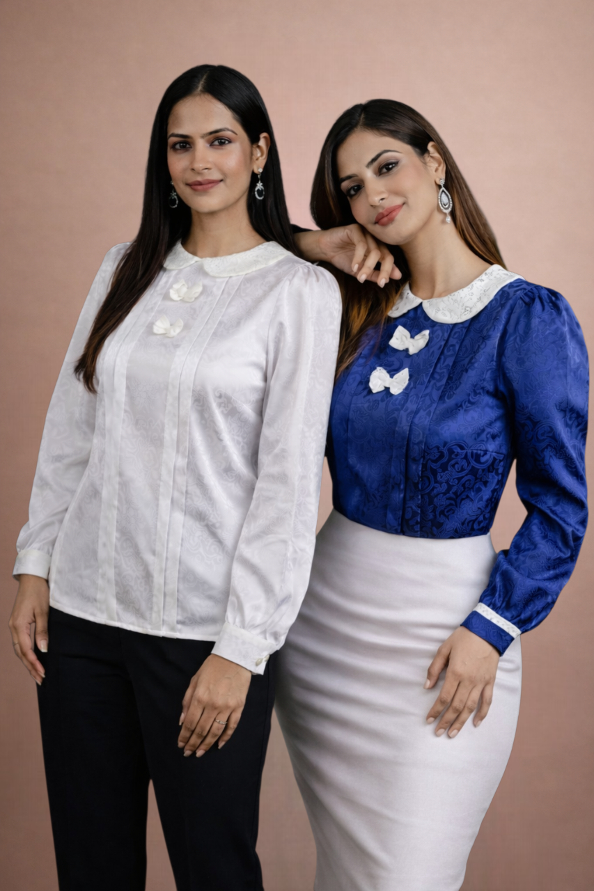 The Florence Bow Detailed Top White