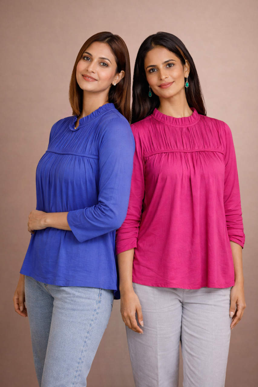 The Gathered Grace Top Royal Blue