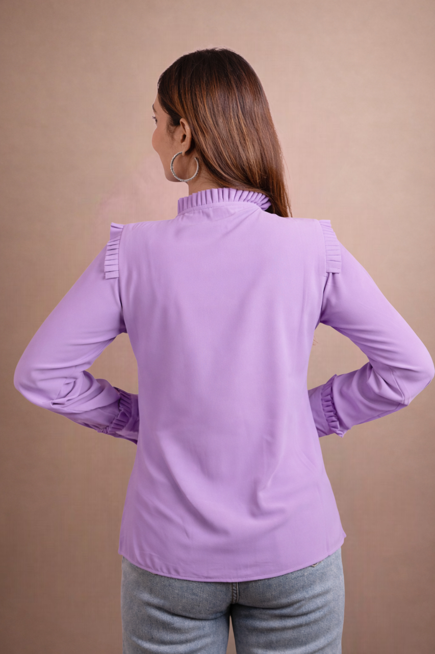 Pleated Power Shirt Lavender