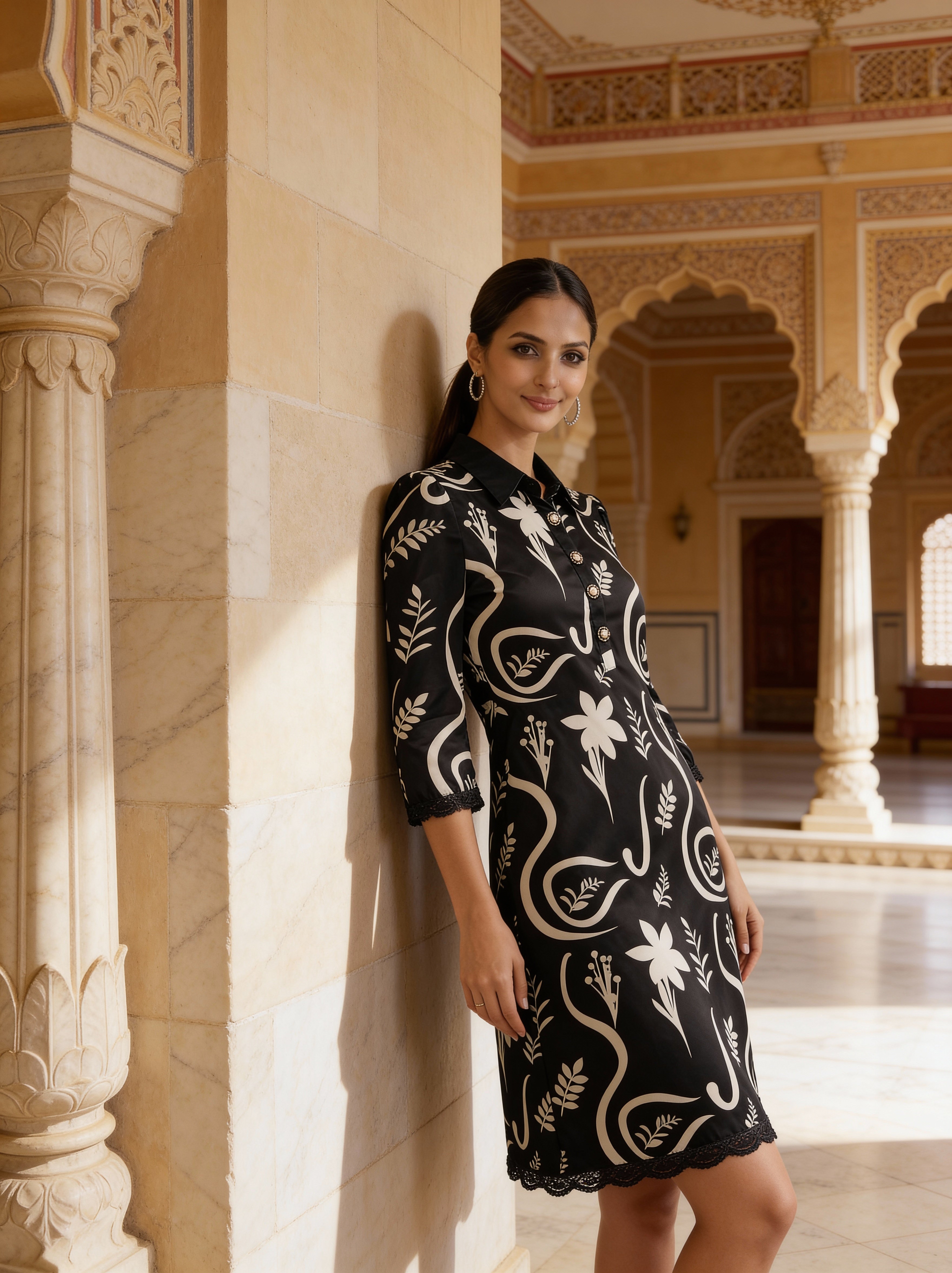 Noir Heritage Printed Dress