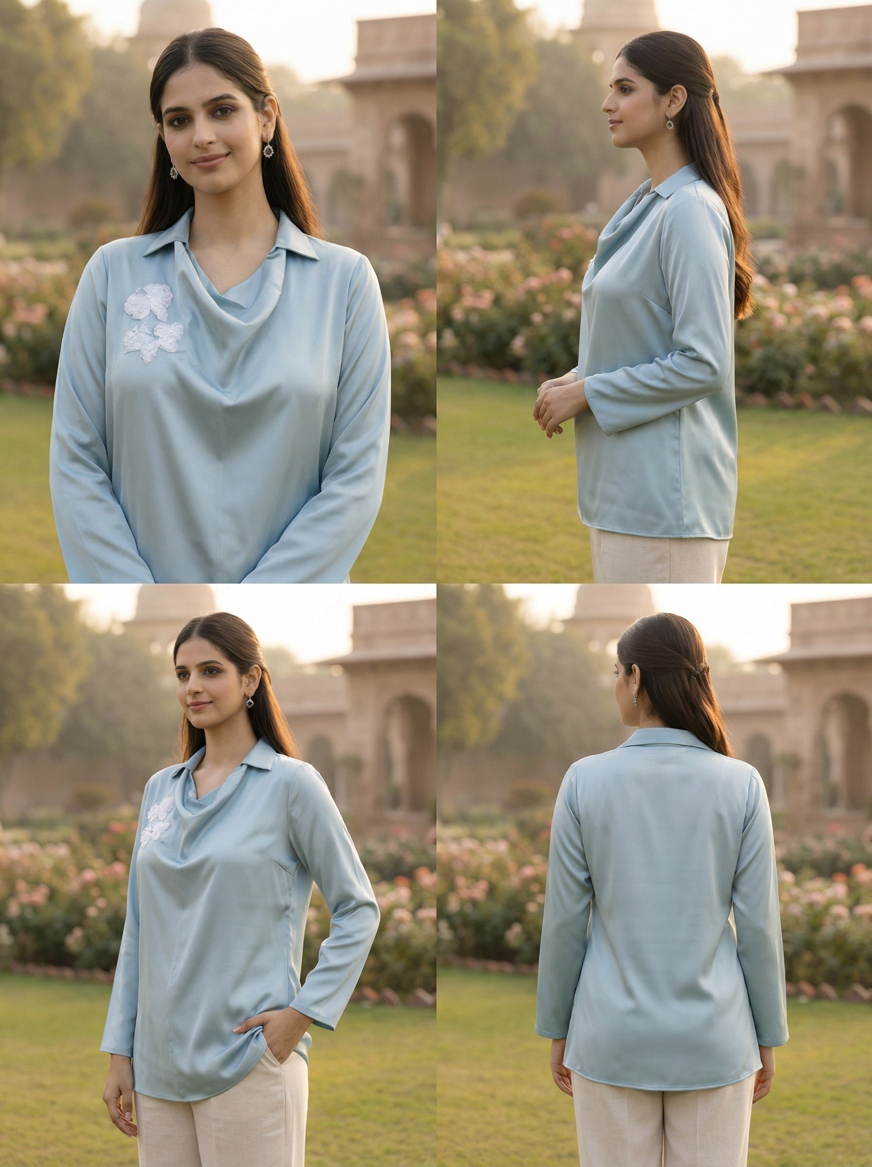 Celadon Drape Satin Top