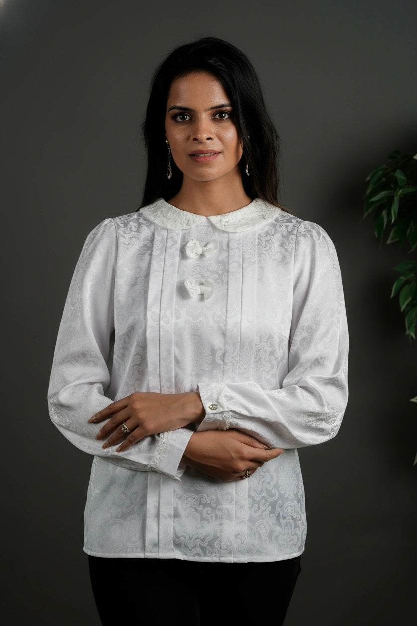 The Florence Bow Detailed Top White