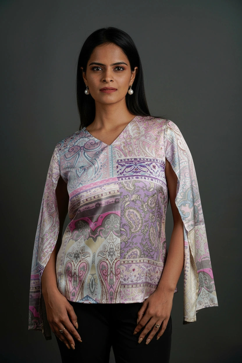 The Draped Statement Top Glimmering Silver