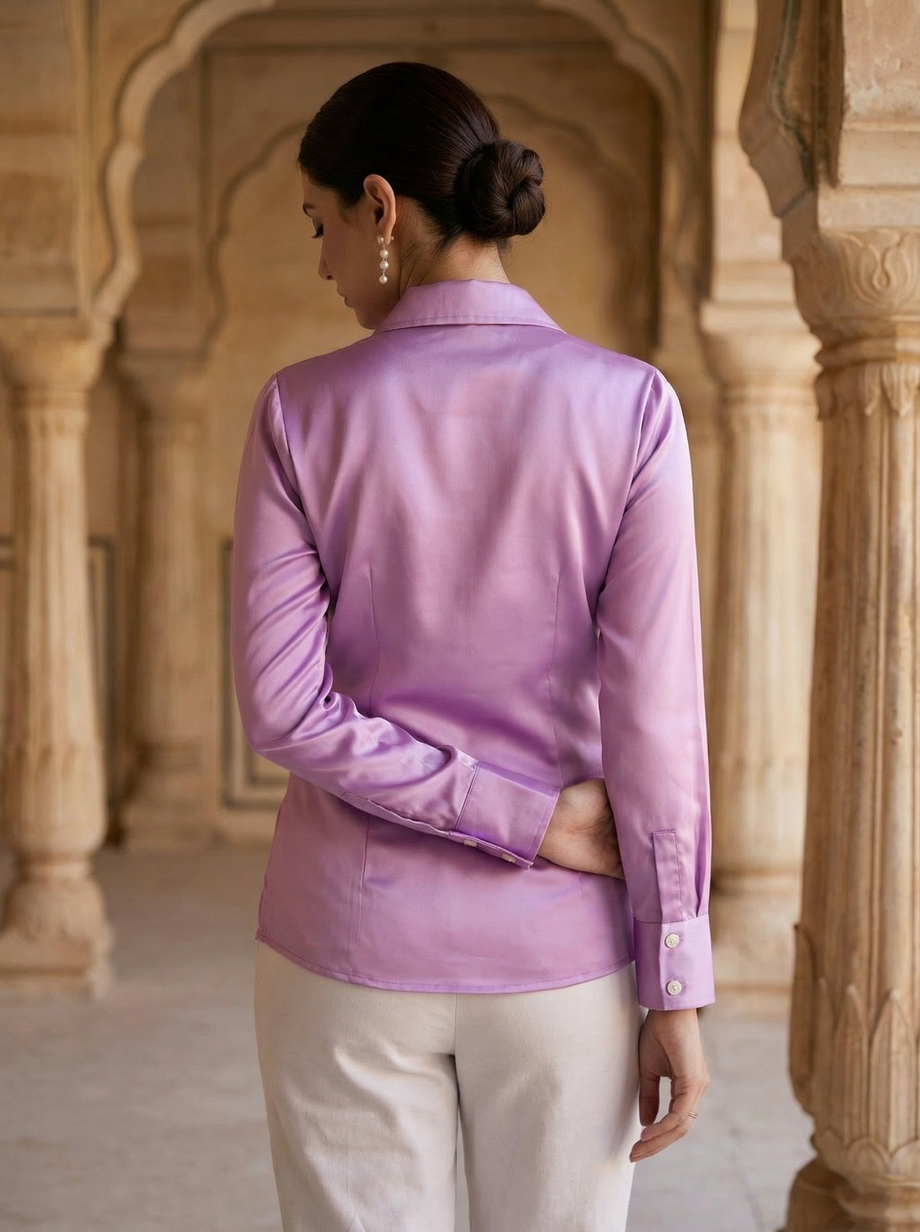 Lavender Bloom Satin Shirt