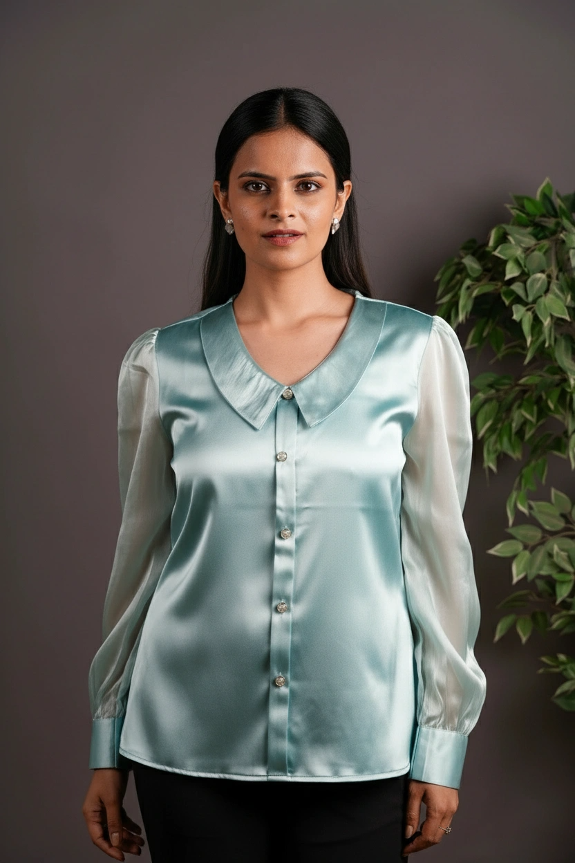 The Soft Authority Top Aqua Blue