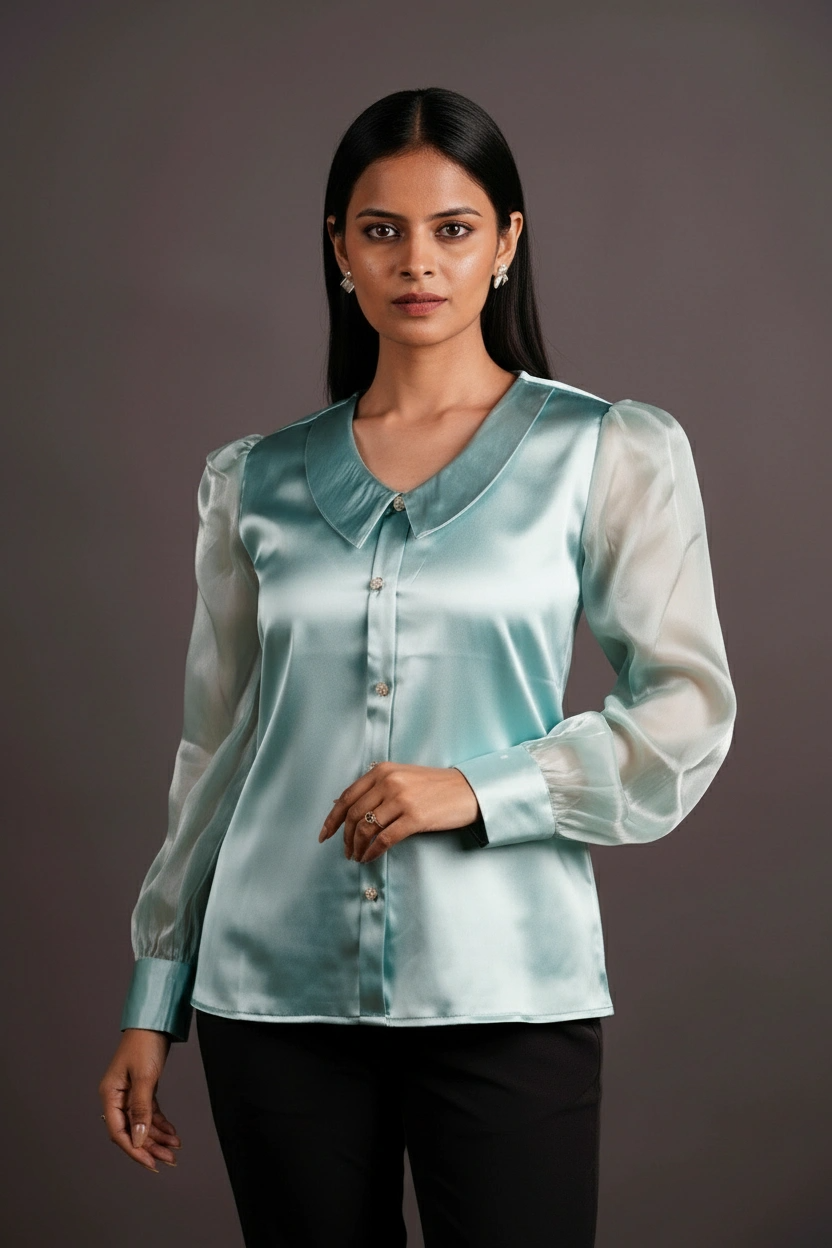 The Soft Authority Top Aqua Blue