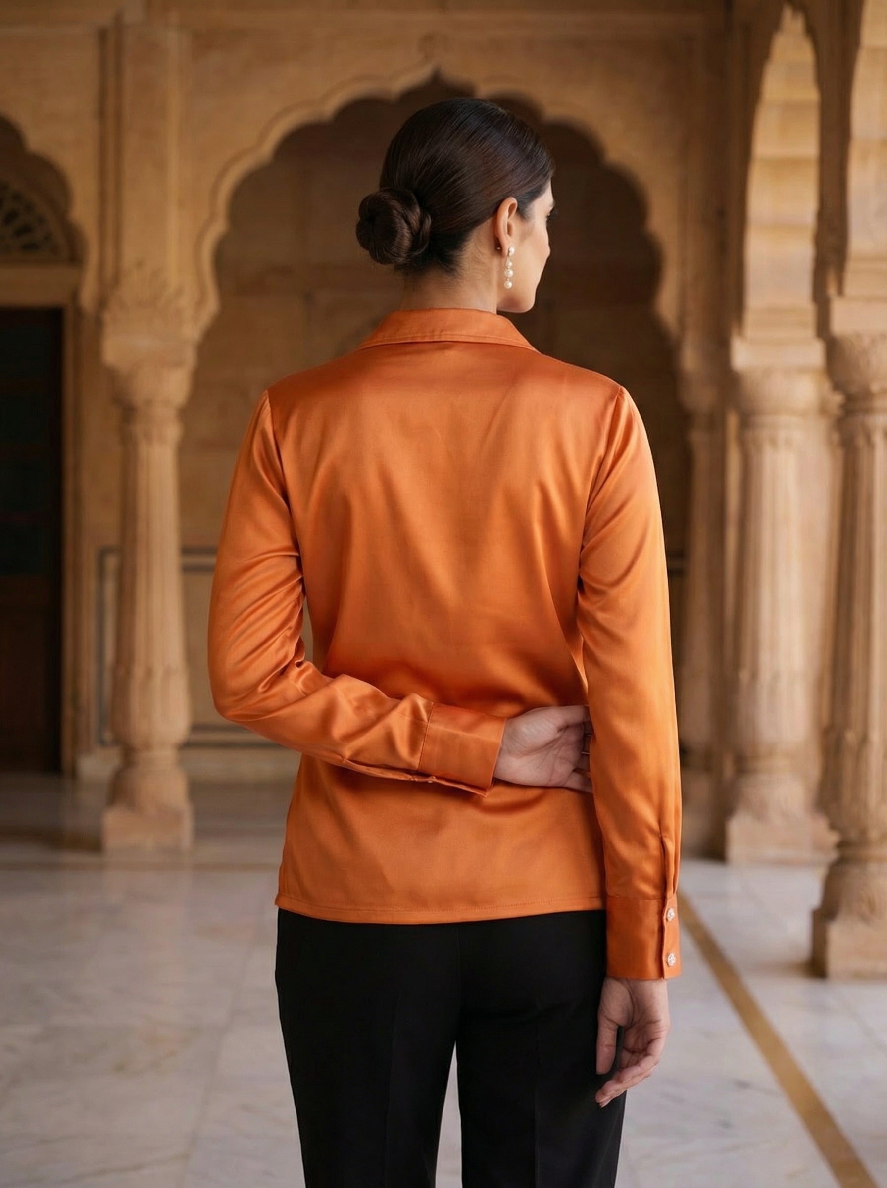 Rust Bloom Satin Shirt