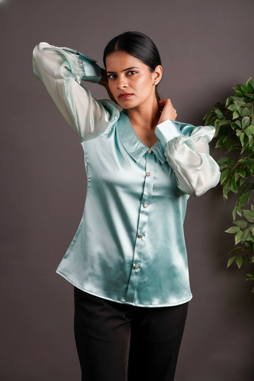 The Soft Authority Top Aqua Blue