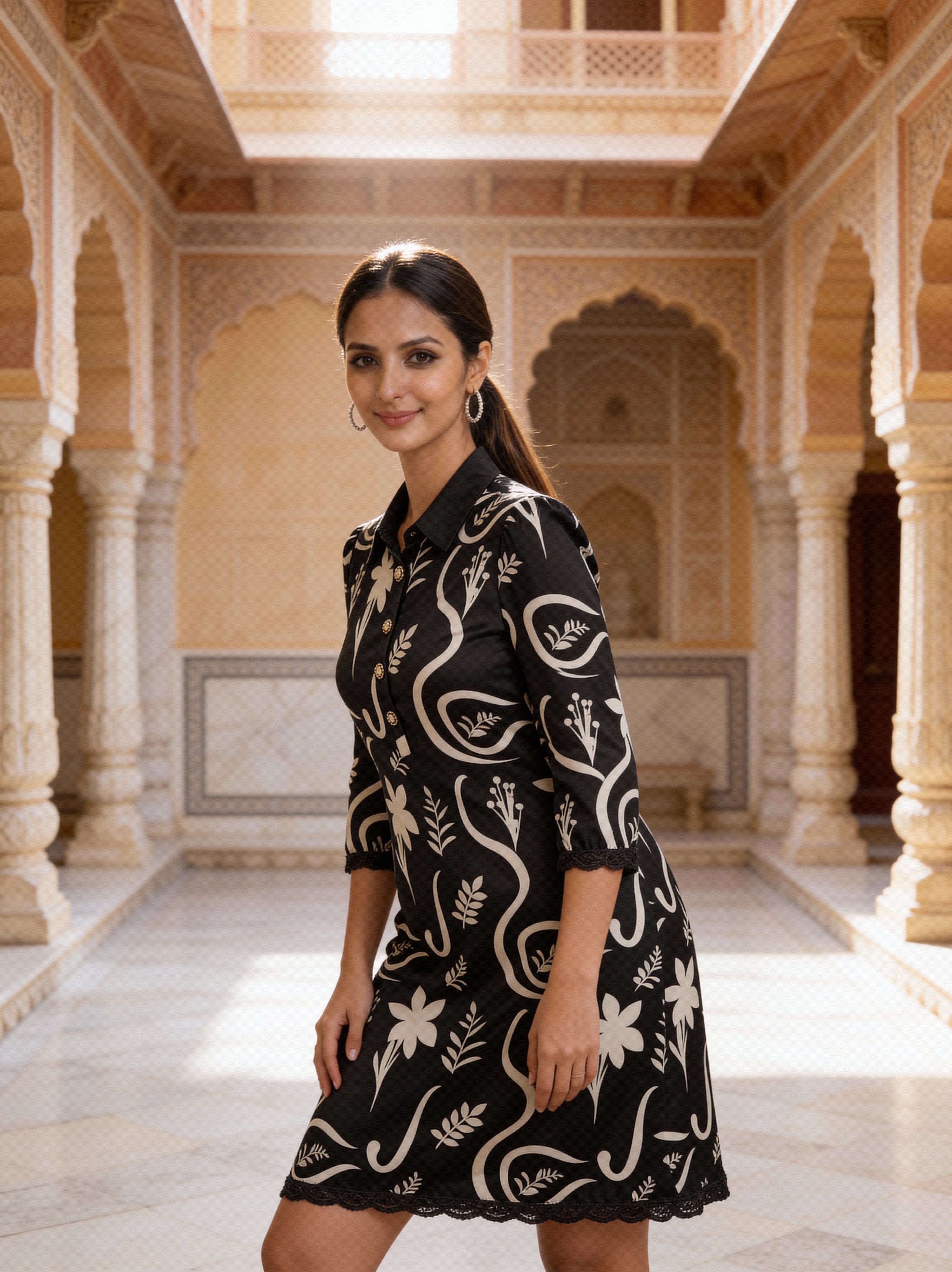 Noir Heritage Printed Dress